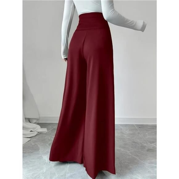 High Waist Wide Leg Button Decor Pants - Picture 7 of 8